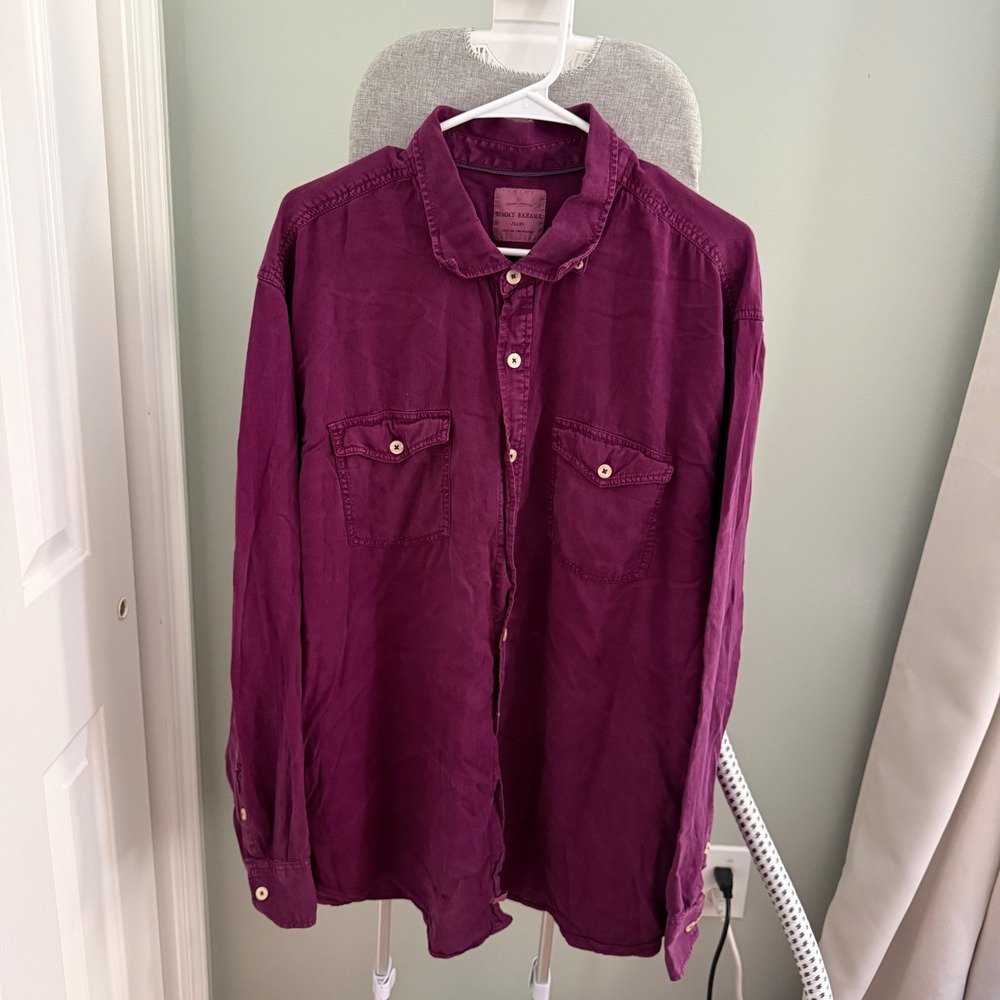 Tommy Bahama Island Crafted Shirt XXL Tencel Cotton Burgundy Button Down Mens